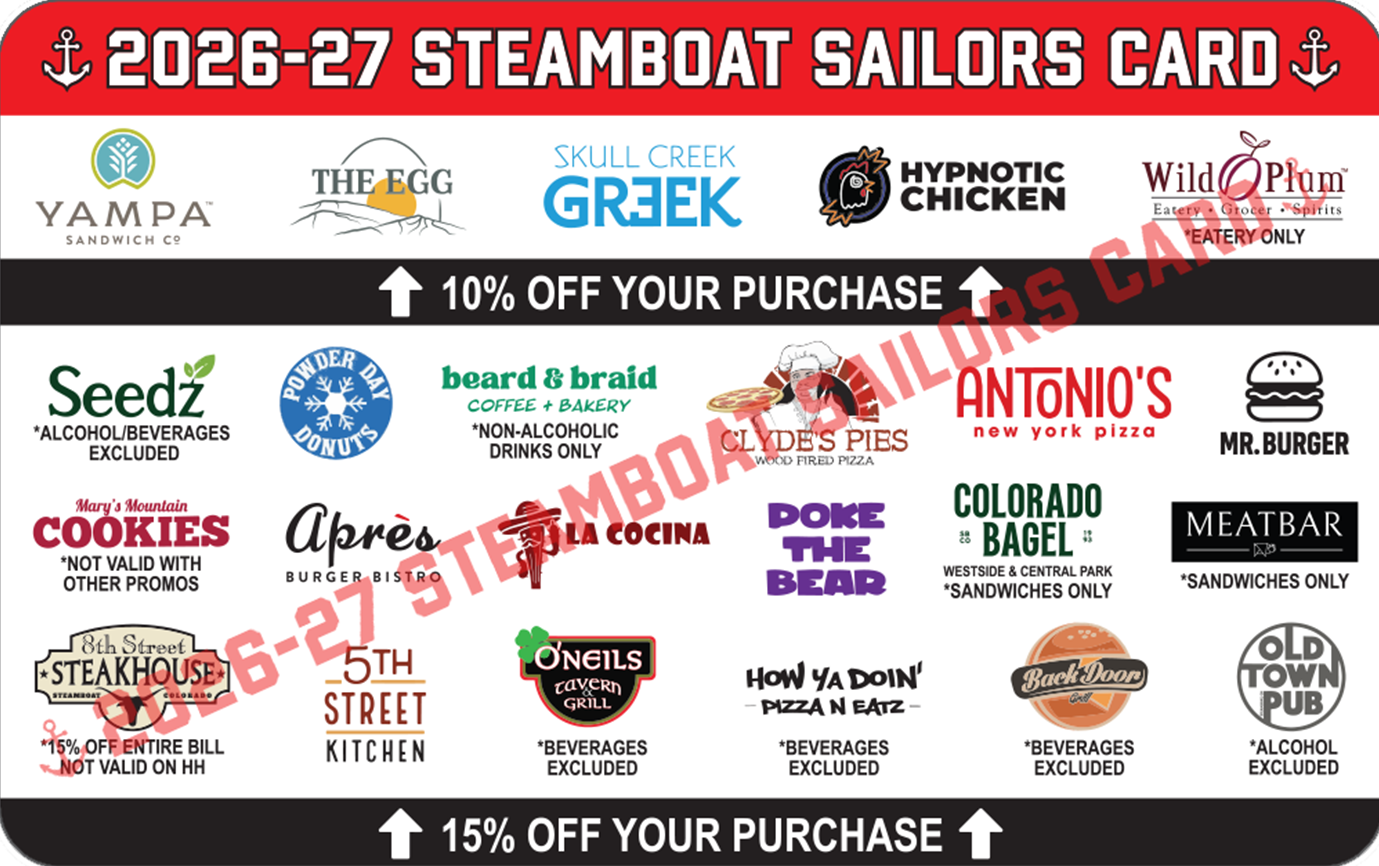 Steamboat Springs Sailors 2026-2027 Sailor Card — $20, thank you for supporting Steamboat Springs Athletics